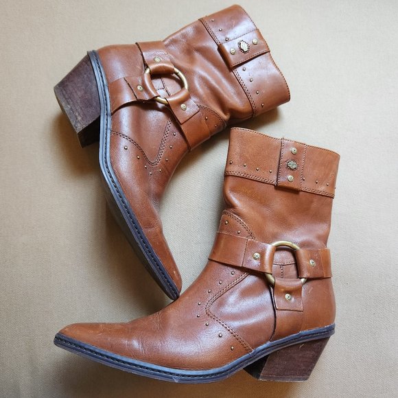Harley-Davidson Shoes - HARLEY DAVIDSON Brown Harness Ankle Boots